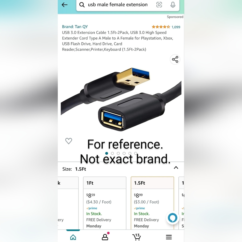 USB male/female extender, two pack
